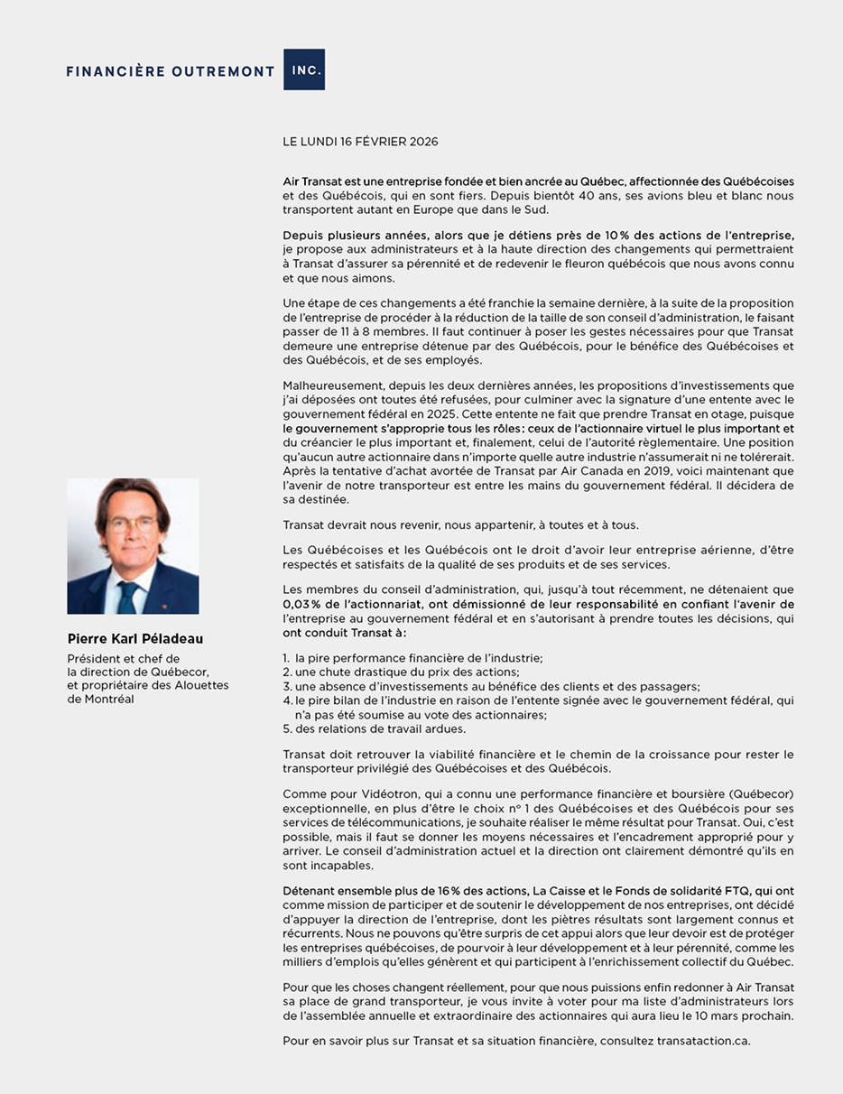 lettre Air Transat PKP